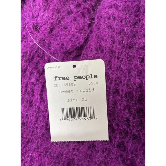 NEW Free People Women’s Purple Orchid Knit Lulu Oversize Sweater - XS - Picture 6 of 6